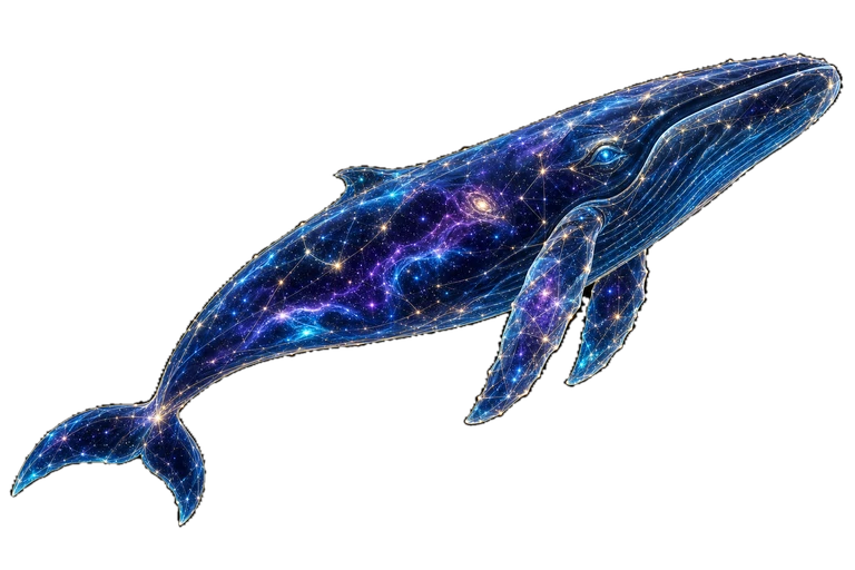A luminous whale constellation from Flow mode.